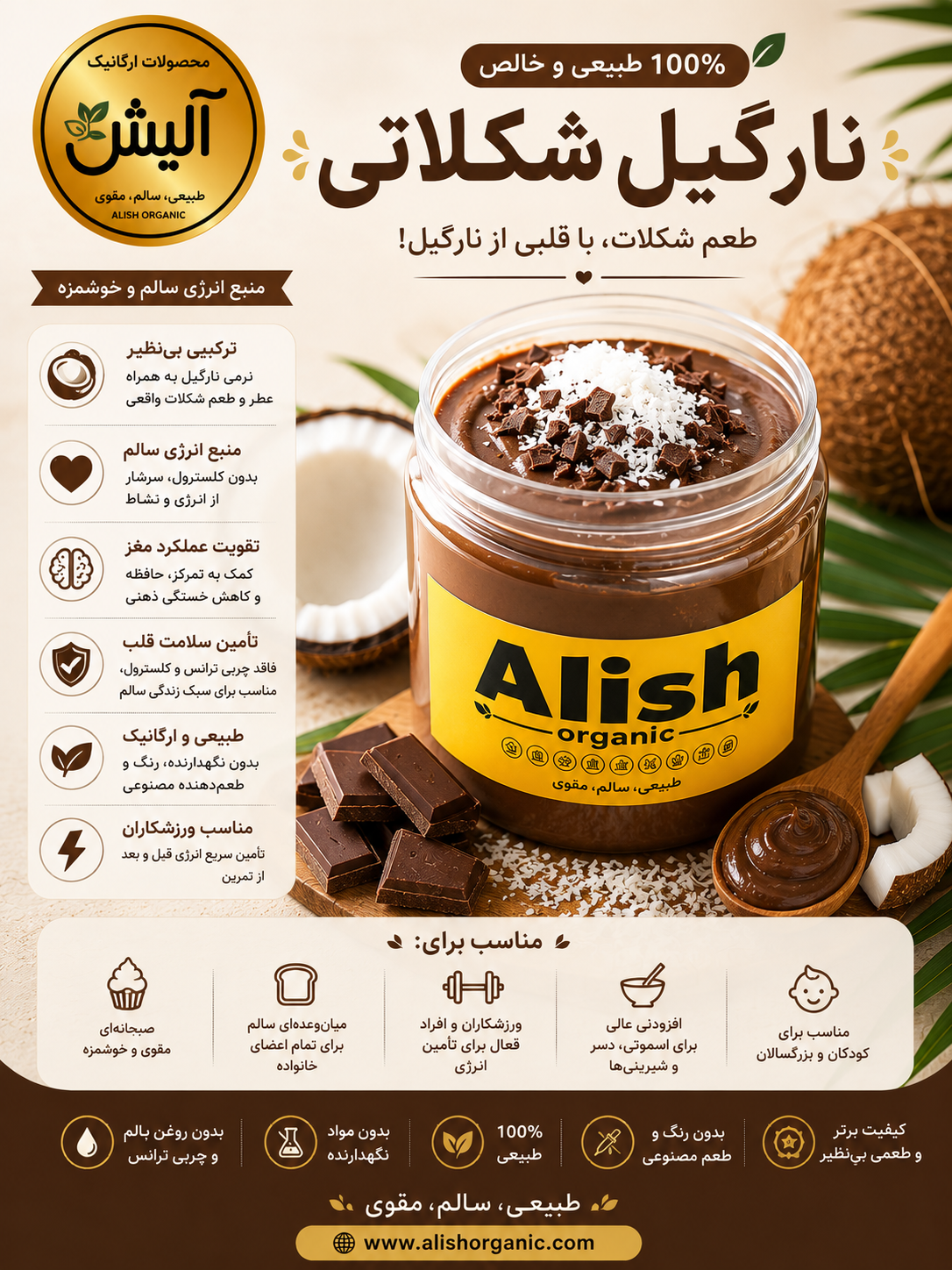 نارگیل شکلاتی آلیش